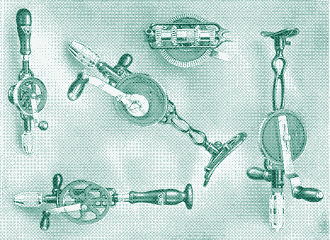 Various types of Millers Falls hand drills. Picture: Old Tool Heaven
